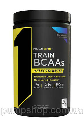 Амінокислоти+електроліти Rule One R1 Train BCAAs+Electrolytes 450 г (30 порц.) ( аналог Xtend ), фото 1
