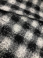 Тканина для пальто кашемір Італія, вовна карта біло-чорна для пошиття пальто, напівпальто, спідниця.