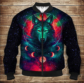 Бомбер з 3D принтом на тему Космічний вовк Дорослі і Дитячі розміри ВСІ Розміри