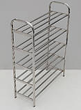 Д 60,5*Ш 23*В 81 см. Полиця для взуття металева хромована на 5 ярусів, фото 3