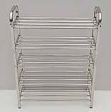 Д 60,5*Ш 23*В 81 см. Полиця для взуття металева хромована на 5 ярусів, фото 4