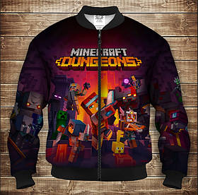 Бомбер з 3D принтом на тему Minecraft Dungeons Підземелля Дорослі і Дитячі розміри ВСІ Розміри