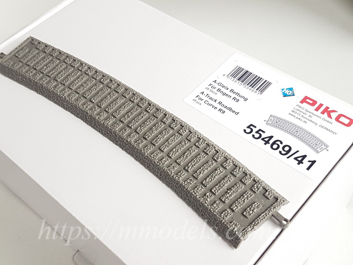 Рельсовий матеріал — баласт-підкладка для радіусних рейок R9, 55219, 908 mm, масштабу 1:87/PIKO A-track 55469