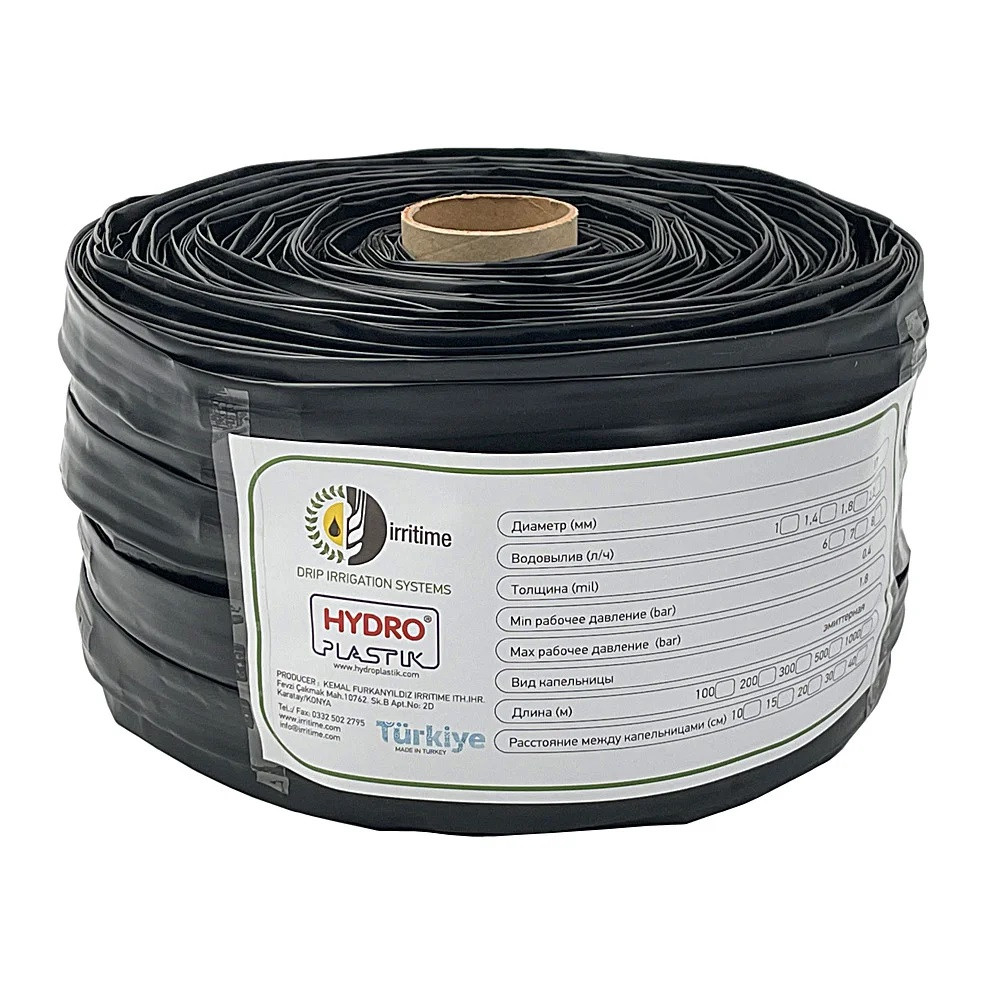 Крапельна стрічка еміттерна Туреччина Irritime крапельниці крок 30 см,8 mill, довжина 100 м, фото 1