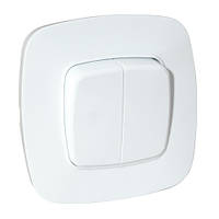 Вимикач 2-клавішний білий ELA