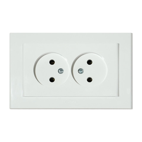 Розетка подвійна без заземлення біла MINA