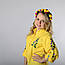 Жіноча туніка з довгим рукавом, з пояском, вишивка - дзвіночки, тканина онікс, колір - жовтий, фото 3