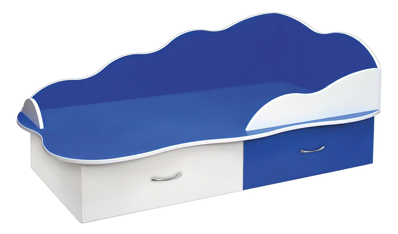 Ліжко Мрія односпальне МАКСІ-Меблі (під матрац 1400х700) 6 категорія гладкий Білий/Блакитний уніколор