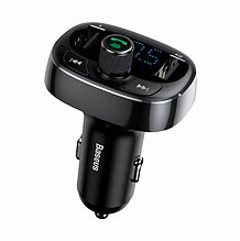 АЗУ/FM-Модулятор BASEUS T-Typed BT-MP3 2USB (Standard edition) Black CCTM-01