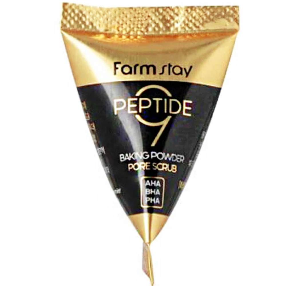 Содовий скраб-пірамідка для обличчя з пептидами FarmStay Baking Powder Pore Scrub 9 Peptide 1 шт * 7 г
