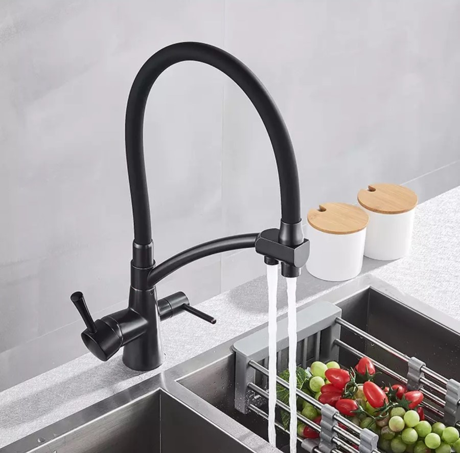 Змішувач для кухні з підключенням фільтрованої води SANTEP 387SDF Чорний