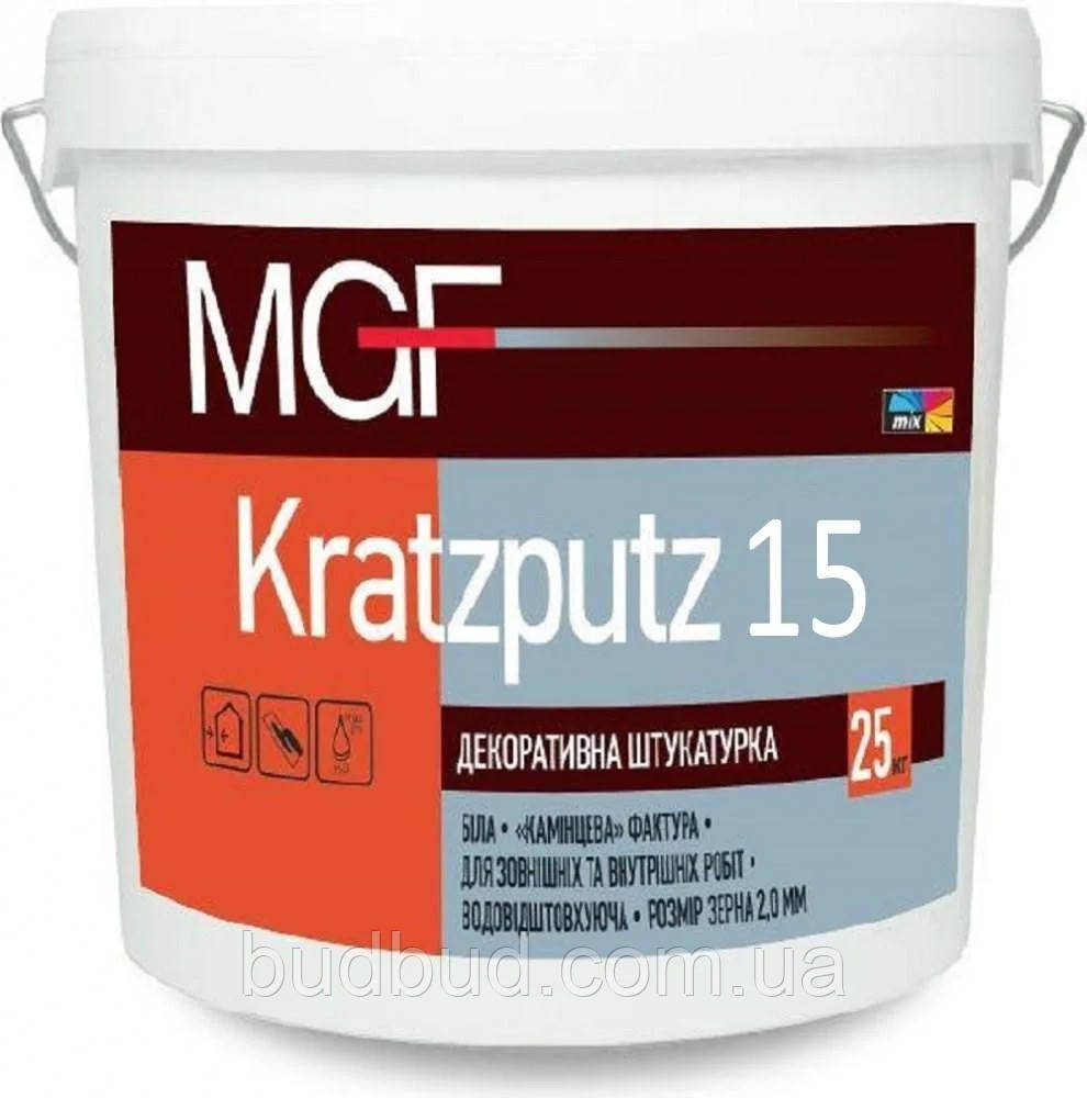 Акрилова штукатурка MGF Kratzputz 15, 25 кг камінцева