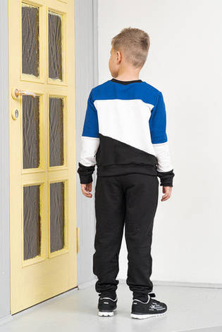 Костюм дитячий спортивний чорного кольору з біло-синіми вставками One-Point, фото 2