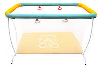 Манеж детский игровой "Волошка" прямоугольный с мелкой сеткой золотисто-мятный.