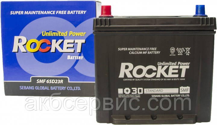 Акумулятор автомобільний Rocket 6CT-60 Аз Asia (65D23R)