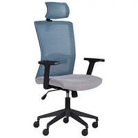 Кресло офисное Uran Black HR сиденье ткань Сидней-05, спинка Сетка SL-18 аквамарин (AMF-ТМ)