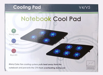 Підставка для ноутбука з вентилятором охолодженням Notebook Cool Pad V4 V5 USB на стіл чорна (KG-1622)