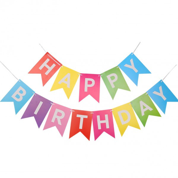 Паперова гірлянда "Happy Birthday" кольорова  в уп (1 шт)
