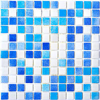 Мозаика MX25-1/01-2/02/03/04 синяя голубая белая микс облицовочная для ванной, душевой, кухни