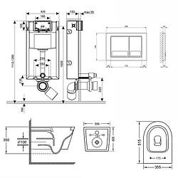 Готове рішення Qtap для ванної кімнати: підвісний унітаз Swan Rimless 520х360х320 + комплект інсталяції Nest 4 в 1 (квадратна