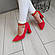 Туфлі червоні жіночі на підборах екозамша, фото 5