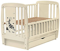Ліжко Babyroom Жирафік DJMYO-3 маятник, ящик, відкидний бік бук слонова кістка