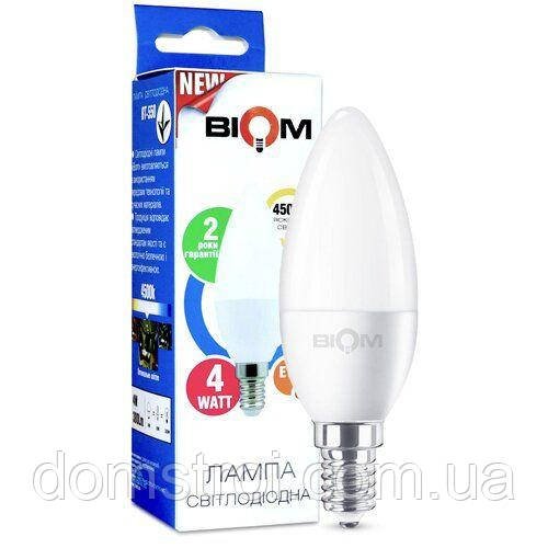 Світлодіодна лампа Biom BT-550 C37 4W E14 4500К матова