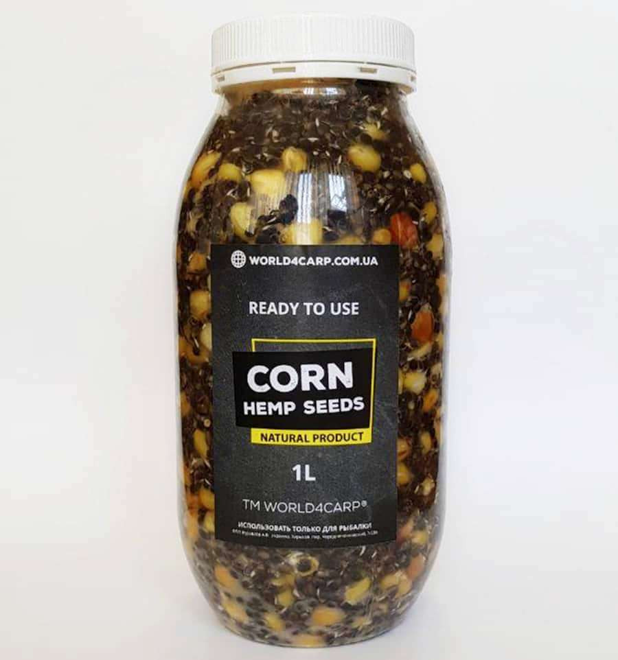 Кукурудза з коноплею для риболовлі готова Corn&Hemp Seeds 1л