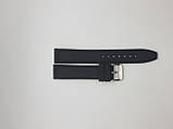 Чорний ремінець для годинника силікон з вуглецевого волокна прошитий з білою строчкою 20 мм, фото 2