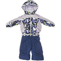 Дитячий весняний, осінній комбінезон р. 80,86,92,98 (штани на шлейках і куртка) на флісі і тканини холлофайбер