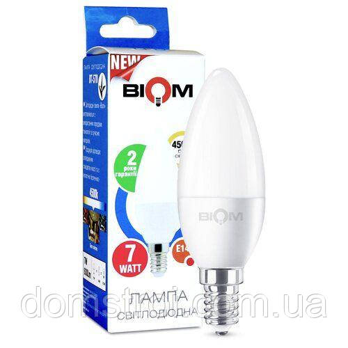 Світлодіодна лампа Biom BT-570 C37 7W E14 4500К матова