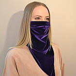 Жіночий комплект з шапки і шийного хустки-маски з оксамиту. фіолетовий, фото 4
