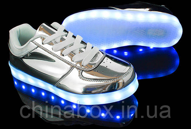 Светящиеся кроссовки Ledcross с LED подсветкой на шнурках Silver style - фото 4 - id-p1363210994