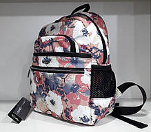 Модний жіночий рюкзак невеликий із кишенями бежевий у квітковий принт Dolly 393, фото 3