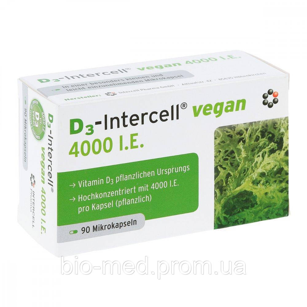 D3-Intercell Vegan 4000 IE — вітамін D3 рослинного походження, 90 кап., фото 1