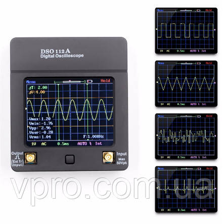 Портативний осцилограф із сенсорним TFT екраном 2.4" (2MHz, 2 мВ/Діл, 5Msp, 1 канал.) JYETECH DSO112A + щуп