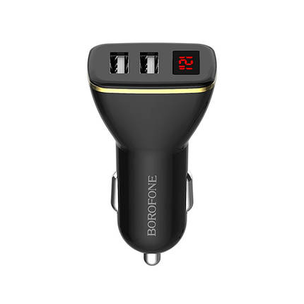 Автомобильное зарядное устройство Borofone BZ11 2 USB 2.1A c дисплеем чёрное, фото 2