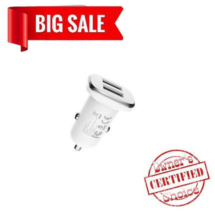 Автомобильное зарядное устройство Borofone BZ12 2 USB 2.4A белое, фото 2