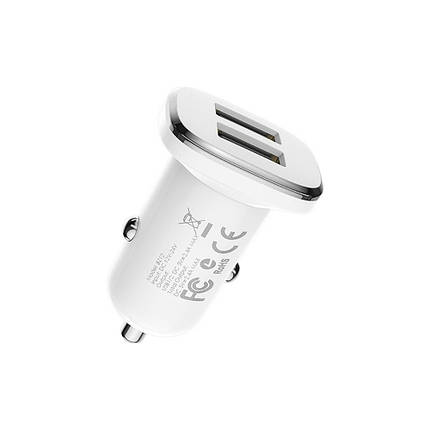 Автомобильное зарядное устройство Borofone BZ12 2 USB 2.4A белое, фото 2