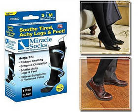 Компресійний трикотаж - високі шкарпетки антиварикозні Miracle Socks, гольфи, розмір L/XL, чорні