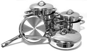 Посуд металевий , набори посуду, кухонні приналежності
