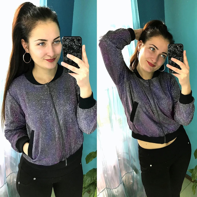 Жіночий стильний бомбер з напиленням