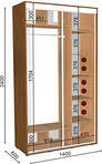 Шафа-купе з двома дверима СТАНДАРТ 1400 * 600 * 2400 шафа в залу, передпокій, шафа для одягу, фото 2