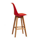 Барний стілець пластик Milan (Мілан) красныйна дерев'яних ніжках, фото 5