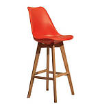 Барний стілець пластик Milan (Мілан) красныйна дерев'яних ніжках, фото 4