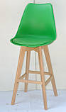Барний стілець пластик Milan (Мілан) зелений 44 на дерев'яних ніжках, фото 3