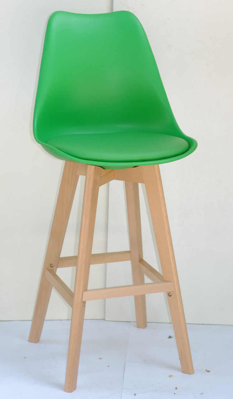 Барний стілець пластик Milan (Мілан) зелений 44 на дерев'яних ніжках
