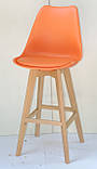 Барний стілець пластик Milan (Мілан) помаранчевий 70 на дерев'яних ніжках, фото 4