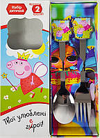 Дитячому набір столових приладів Свинка Пеппа вилка з ложкою для годування