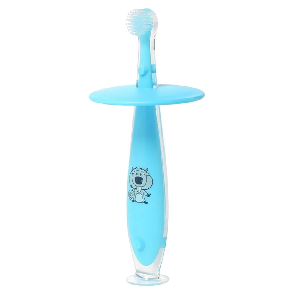 Зубна щіточка з обмежувачем 6+ блакитна BabyOno (5901435415498)